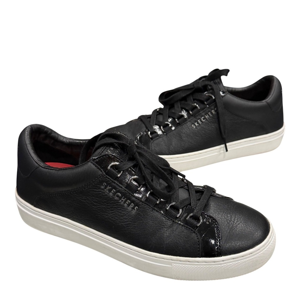 Skechers Side Street Core Set Sneakers Womens 9 Black Leather D Ring‎ Lace Up